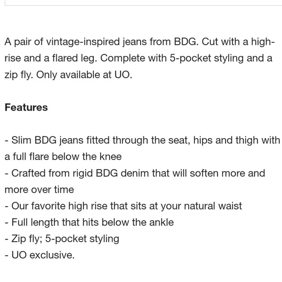 Urban Outfitters BDG High Waisted Flare Jean Indigo Crafted 26 - Picture 11 of 12